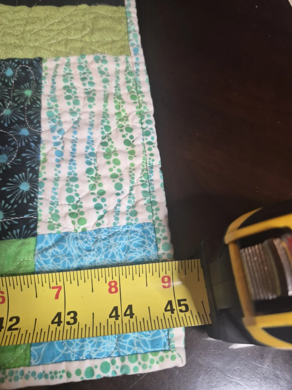 Blue & Green Patchwork Quilt - Handmade
